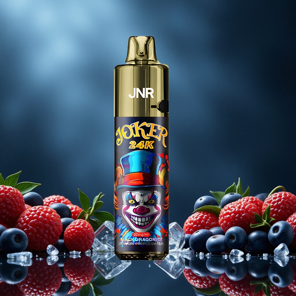 JNR Joker 24K Puffs Černý Dračí Led Czech Republic vape s 800mAh baterií a viditelnou hladinou e-liquidu