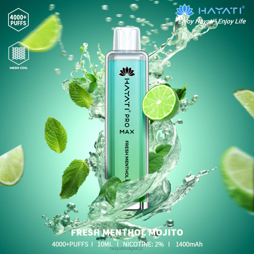Hayati Pro Max jednorázový čerstvé mentolové mojito 6F4V6133 Hayati vape CZ