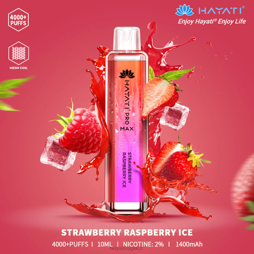 Hayati Pro Max jednorázový jahodový malinový led 6F4V6122 Hayati praha