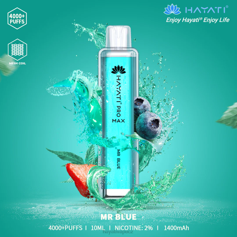 Hayati Pro Max jednorázový pan modrý 6F4V6113 Hayati vape CZ