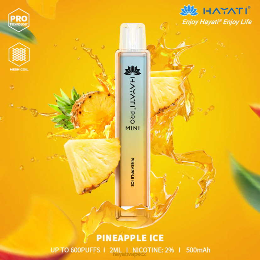 Hayati Pro Mini jednorázový ananasový led 6F4V617 Hayati flavour vapes