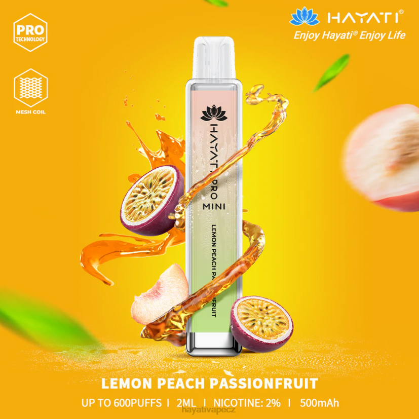 Hayati Pro Mini jednorázový citron broskev mučenka 6F4V628 Hayati vape near me