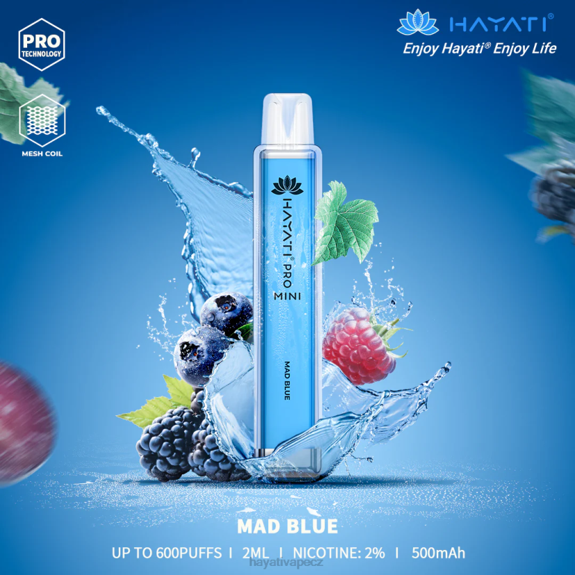 Hayati Pro Mini jednorázový šílená modrá 6F4V615 Hayati flavours