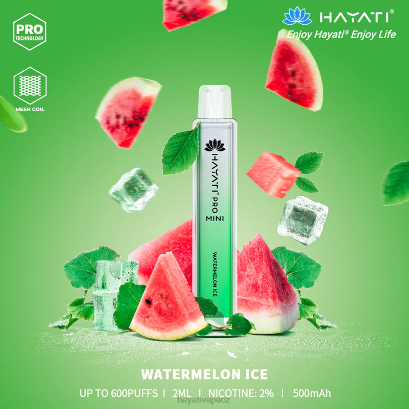 Hayati Pro Mini jednorázový melounový led 6F4V624 Hayati vape flavours