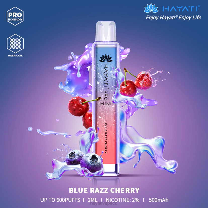 Hayati Pro Mini jednorázový modrá razz třešeň 6F4V63 Hayati vape CZ
