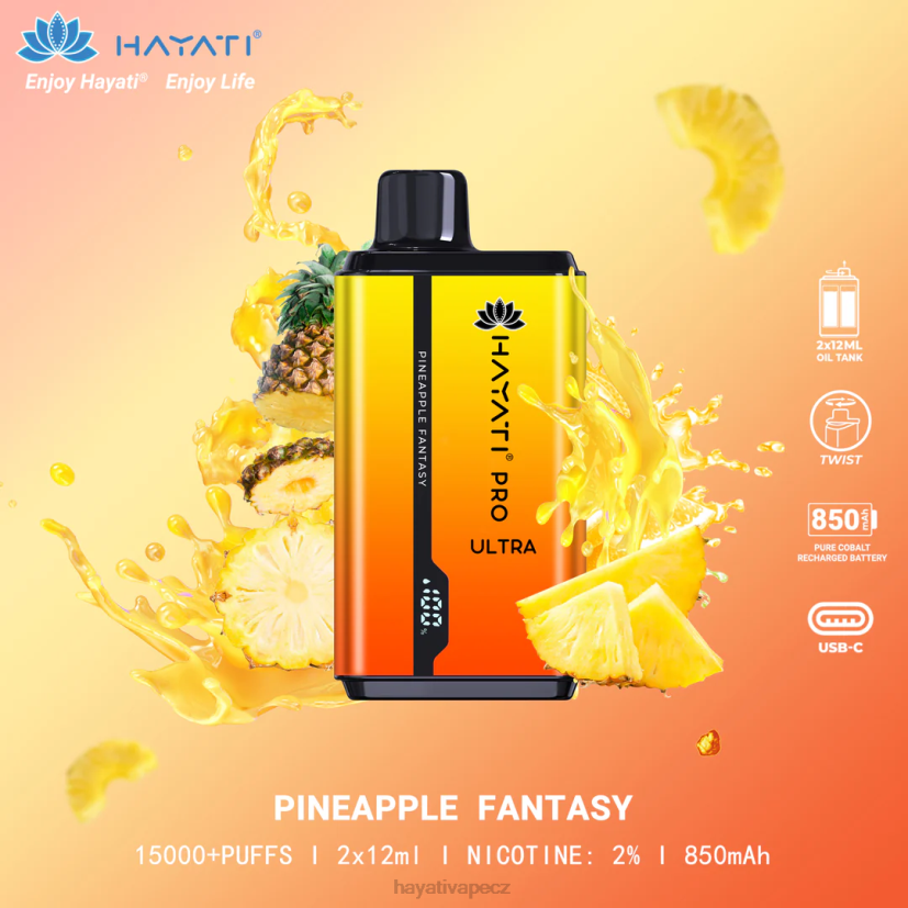 Hayati Pro Ultra jednorázové 15 000 vdechů ananasová fantazie 6F4V6208 Hayati vape near me