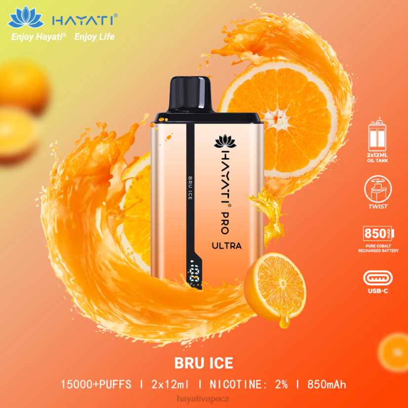 Hayati Pro Ultra jednorázové 15 000 vdechů bru led 6F4V6198 Hayati vape near me