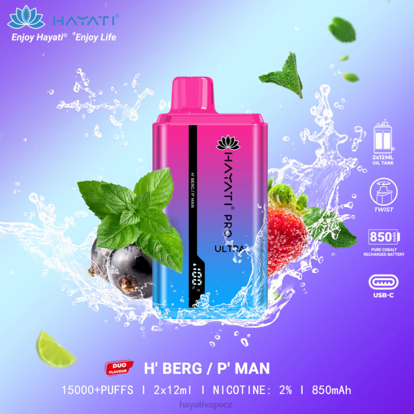 Hayati Pro Ultra jednorázové 15 000 vdechů h' berg/p' muž 6F4V6219 Hayati vapes wholesale