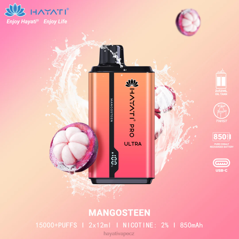 Hayati Pro Ultra jednorázové 15 000 vdechů mangostanu 6F4V6205 Hayati flavours