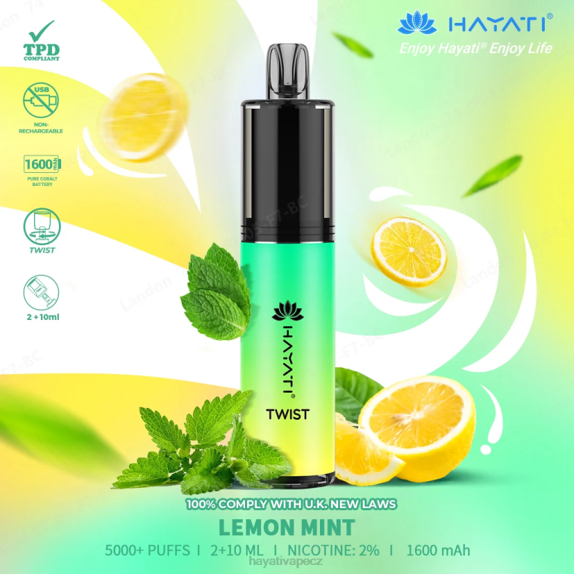 Hayati Twist jednorázový citronová máta 6F4V676 Hayati flavour list