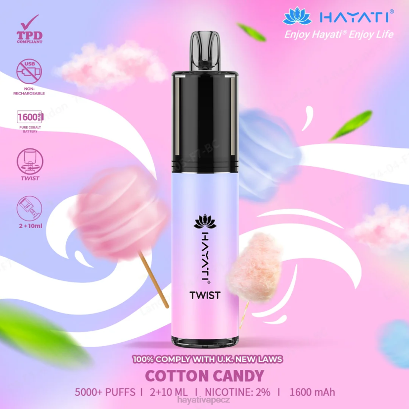 Hayati Twist jednorázový cukrová vata 6F4V667 Hayati flavour vapes
