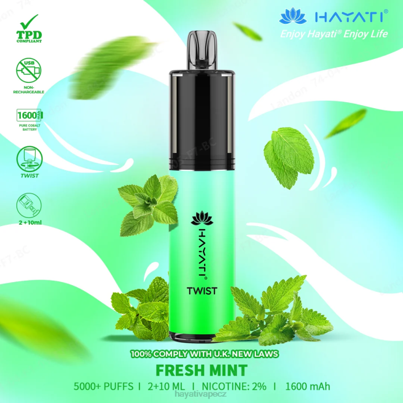 Hayati Twist jednorázový čerstvá máta 6F4V670 Hayati vape shop