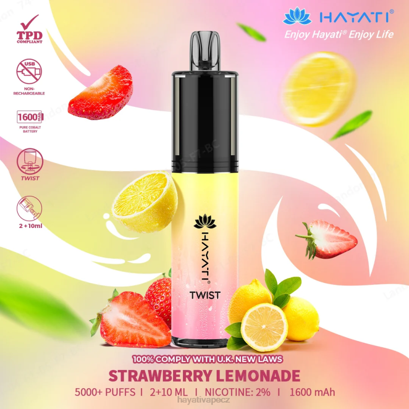 Hayati Twist jednorázový jahodová limonáda 6F4V684 Hayati vape flavours