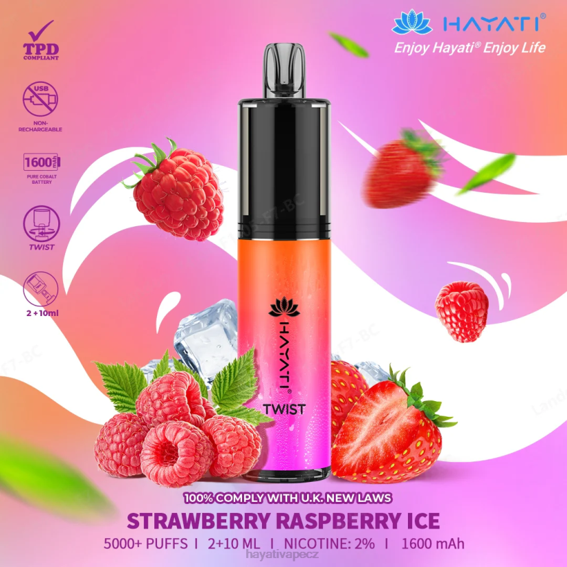 Hayati Twist jednorázový jahodový malinový led 6F4V685 Hayati flavours
