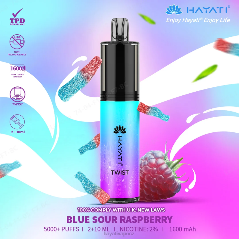 Hayati Twist jednorázový modrá kyselá malina 6F4V665 Hayati flavours