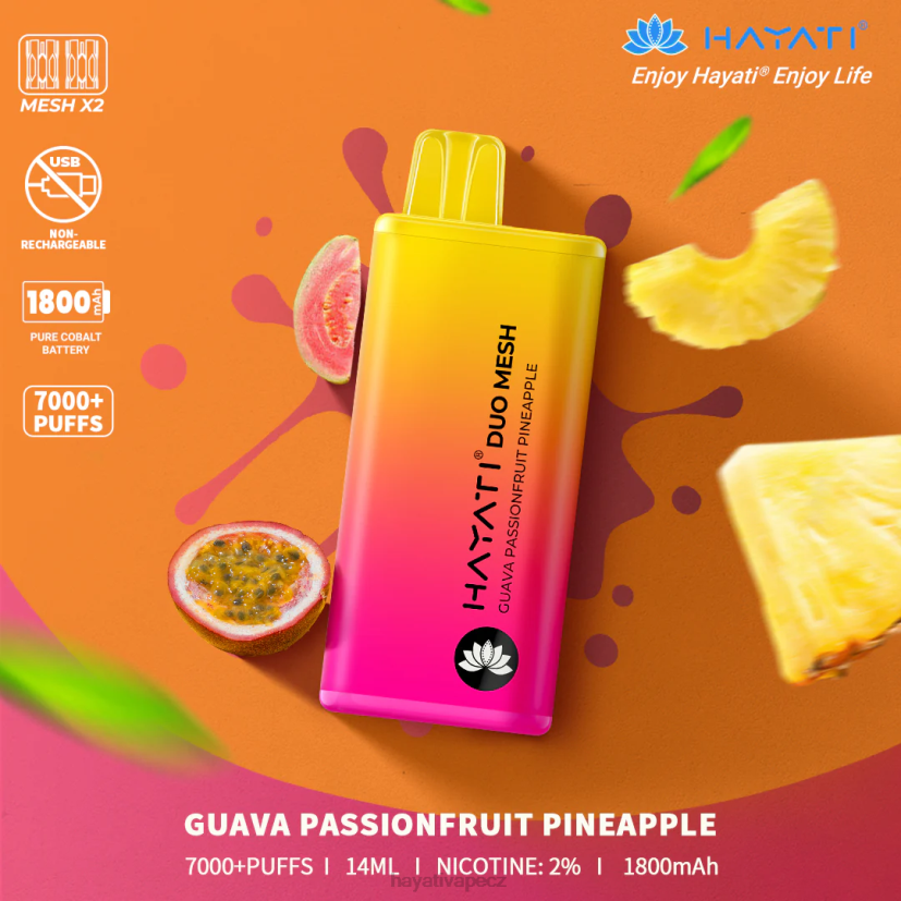 Hayati Duo Mesh jednorázový guava passionfruit ananas 6F4V6170 Hayati vape shop