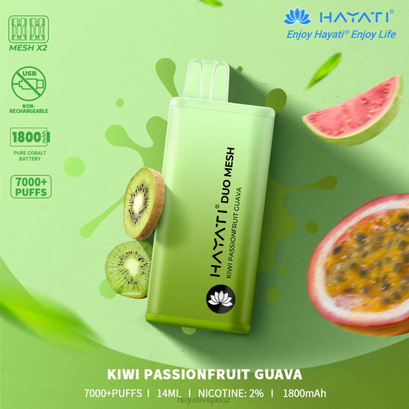 Hayati Duo Mesh jednorázový kiwi mučenka guava 6F4V6173 Hayati vape CZ