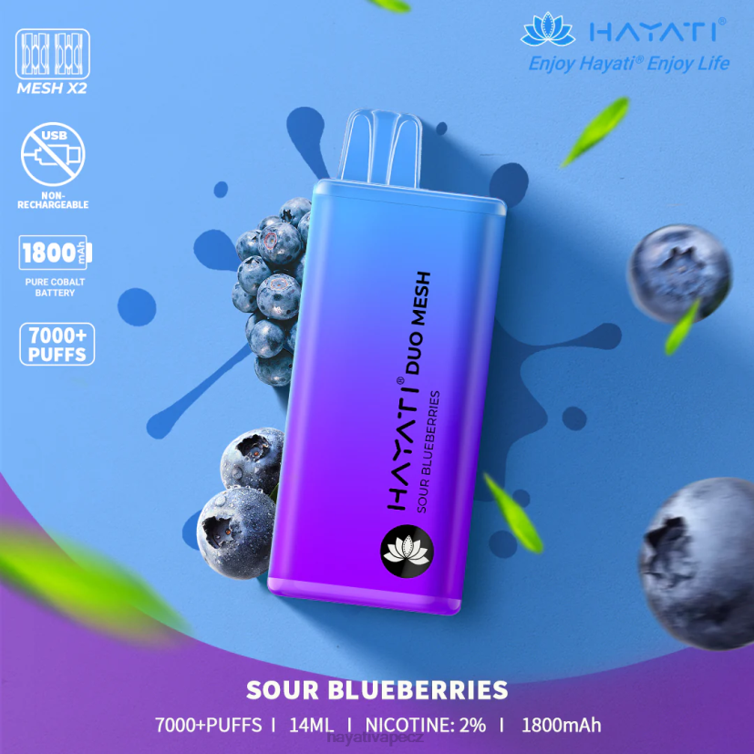 Hayati Duo Mesh jednorázový kyselé borůvky 6F4V6189 Hayati vapes wholesale
