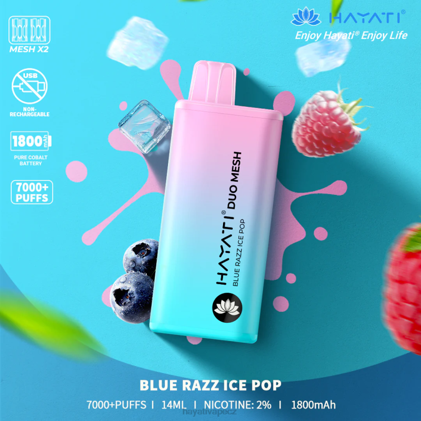 Hayati Duo Mesh jednorázový modrý razz ledový pop 6F4V6166 Hayati flavour list