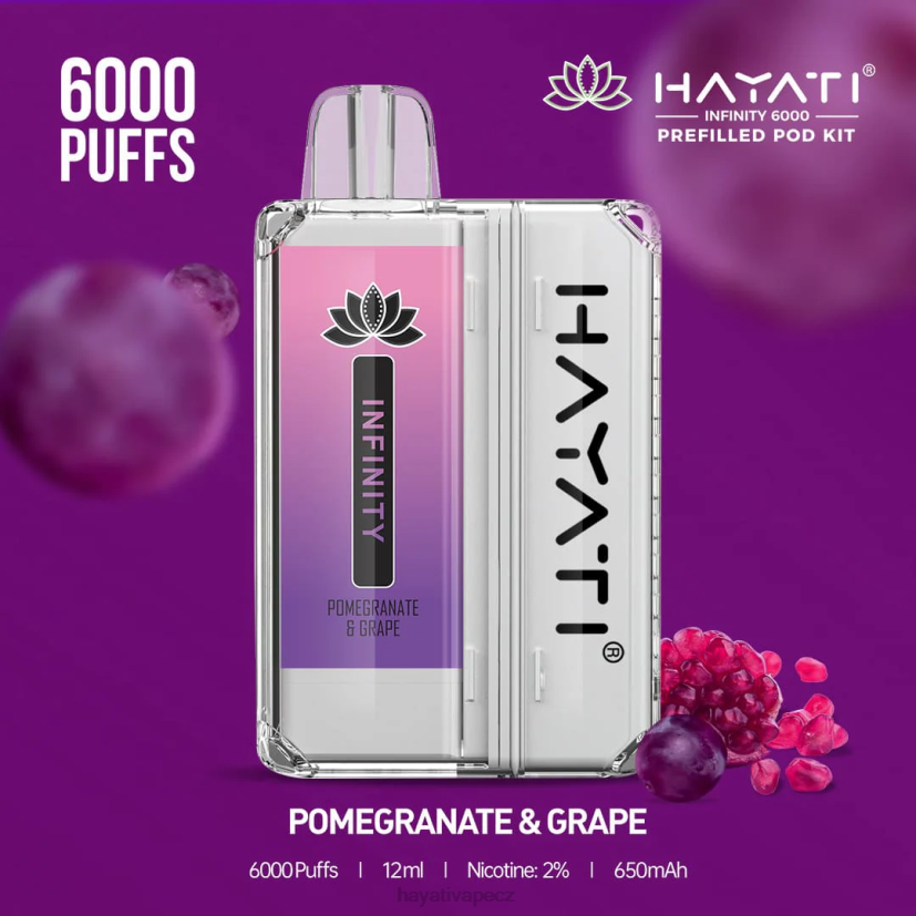 Hayati Infinity Sady 6000 podů granátové jablko a hroznové víno 6F4V6156 Hayati flavour list