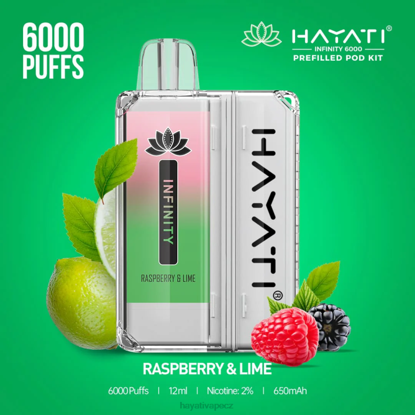 Hayati Infinity Sady 6000 podů malina & limetka 6F4V6157 Hayati flavour vapes