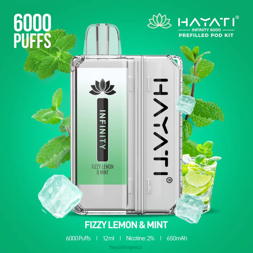 Hayati Infinity Sady 6000 podů šumivý citron a máta 6F4V6147 Hayati flavour vapes