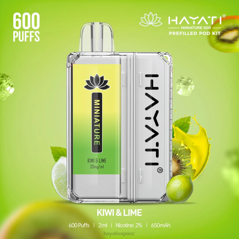 Hayati Miniature 600 podstavců kiwi a limetka 6F4V638 Hayati vape near me