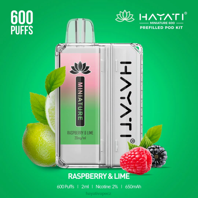 Hayati Miniature 600 podstavců malina & limetka 6F4V643 Hayati vape CZ